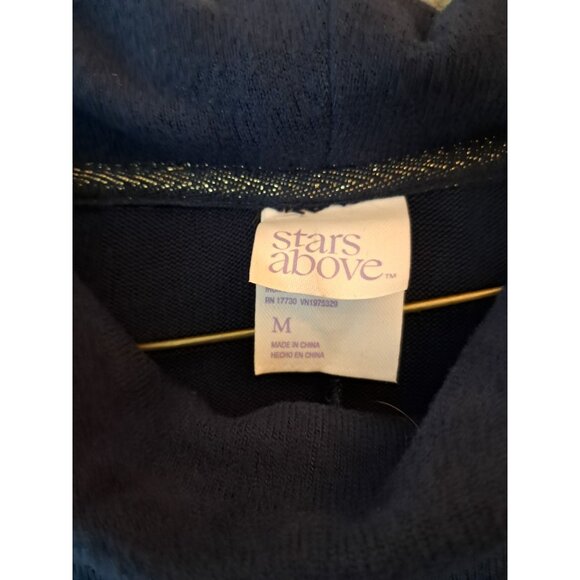Stars Above Women's Cozy Knit Navy Blue Turtleneck Loungewear Sweater - Size Med - Picture 4 of 10